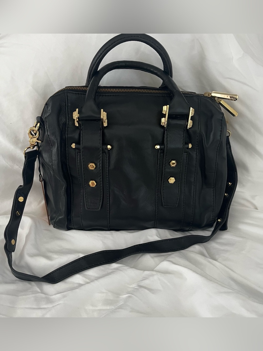NWT Zac Posen | Z Spoke: Black Leather Satchel Bag - Picture 2 of 10